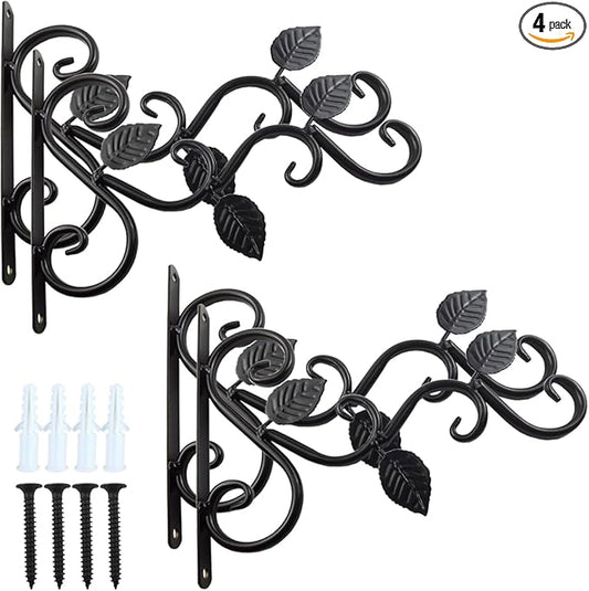 TIHOOD 4PCS Plants Hangers Outdoor Indoor Decor, Wall Hooks for Hanging Plant Bracket, Plant Hooks for Bird Feeder, Wind Chime, Lights, Lanterns