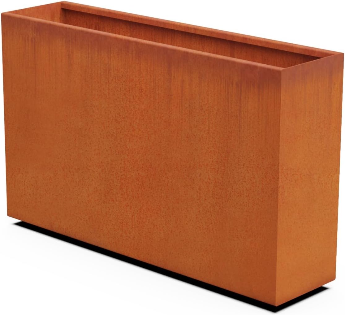 Large Rectangular Planters for Outdoor Plants - 48x12x30 Corten Steel Planter | Extra Large Planters Outdoor for Privacy Screen & Patio | Heavy Duty Metal Planter Rectangle