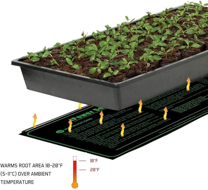 iPower 2-Pack 40-108 Degrees Fahrenheit Digital Heat Mat Thermostat Controller and 20" x 20" Hydroponic Seeding Warm Pad Plant Starting Kit Combo