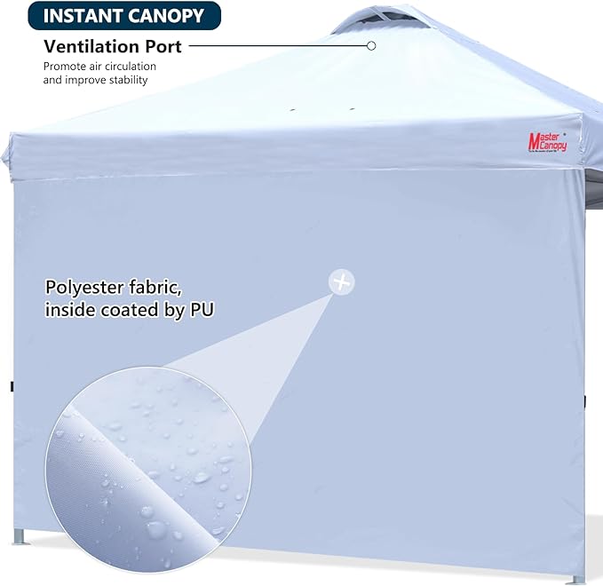 MASTERCANOPY Durable Pop-up Canopy Tent with 1 Sidewall (10'x10',White)