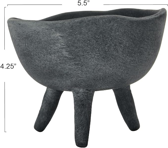 Creative Co-Op Boho Terracotta Footed Planter, Matte Black