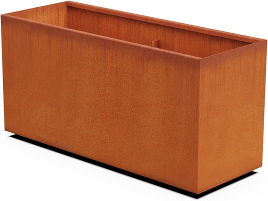 Large Rectangular Planters for Outdoor Plants – 48x18x24 Inch Corten Steel Planter | Extra Large Outdoor Planter Box for Patios, Garden Borders, and Privacy Screening