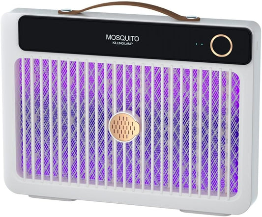 Portable Mosquito Killer Lamp with 4000mAh Rechargeable Battery, Indoor and Outdoor Use, Silent Bug Zapper, Cordless Electric Mosquito Trap for Camping, Home, and Travel (Pearl White)