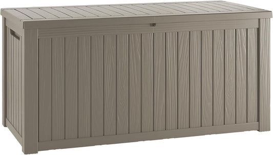 TARKARI 180 Gallon Lockable Resin Deck Box, Waterproof & UV-Resistant Outdoor Storage Box for Outdoor Cushion Storage, Garden Tools & Pool Accessories Storage, Gray