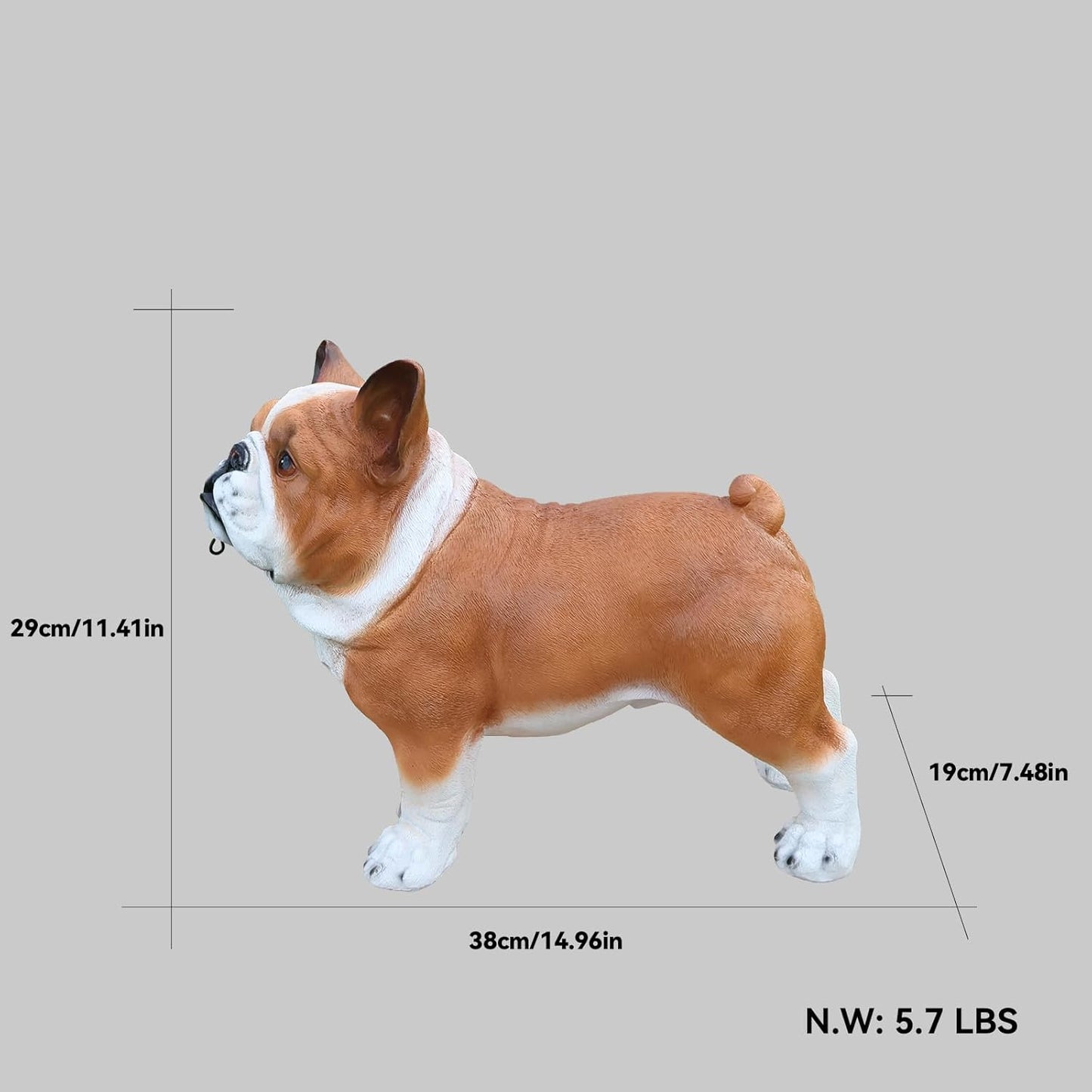 Bulldog Solar Welcome Statue, Hand-Painted Resin Standing Dog Figurine with Lantern and Dual Wooden-Style Signs, Loyal Guardian Sculpture for Garden and Porch Décor