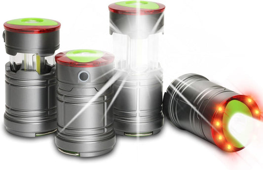 Lichamp Collapsible LED Camping Lantern, Portable Lightweight Waterproof LED Flashlight, 4 Light Modes, Survival Kits for Indoor Outdoor Home Emergency Power Outages Hiking Hurricane, 4 Pack, Medium