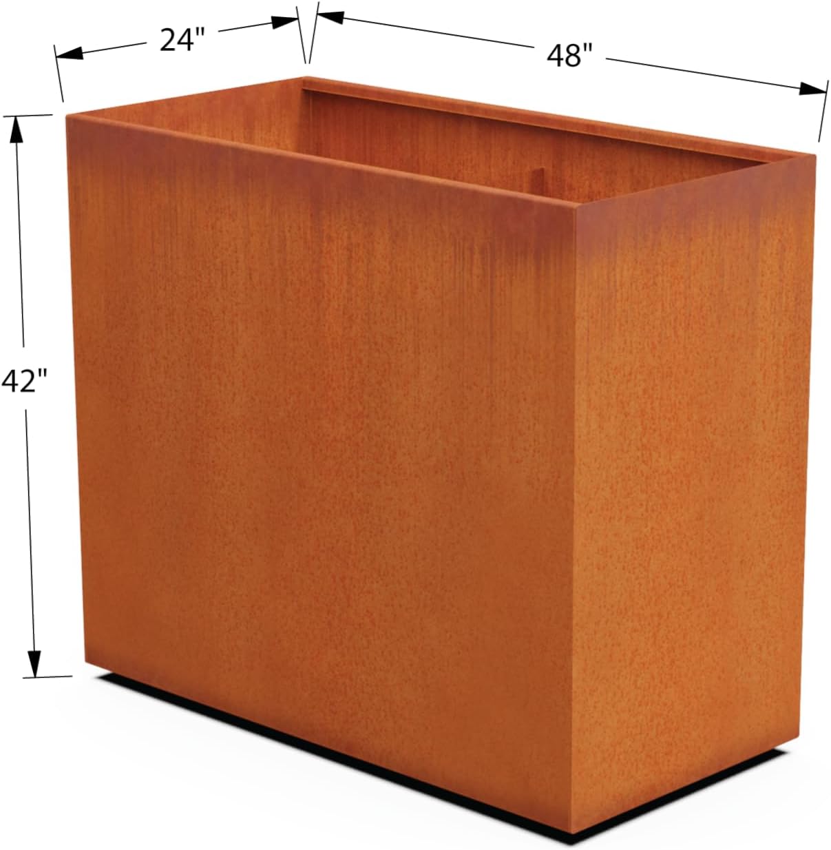 Large Rectangular Planters for Outdoor Plants - 48x24x42 Corten Steel Planter | Extra Large Metal Planter Box for Patio Privacy Screen & Modern Landscapes | Fully Assembled & Made in USA
