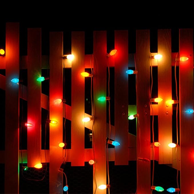 25FT C9 Christmas Lights Multi-Color String Lights with 26 Incandescent Christmas Lights, Outdoor String Light for Patio Christmas Tree Decor, 7 Watt Ceramic C9 Lights C9/E17 Base