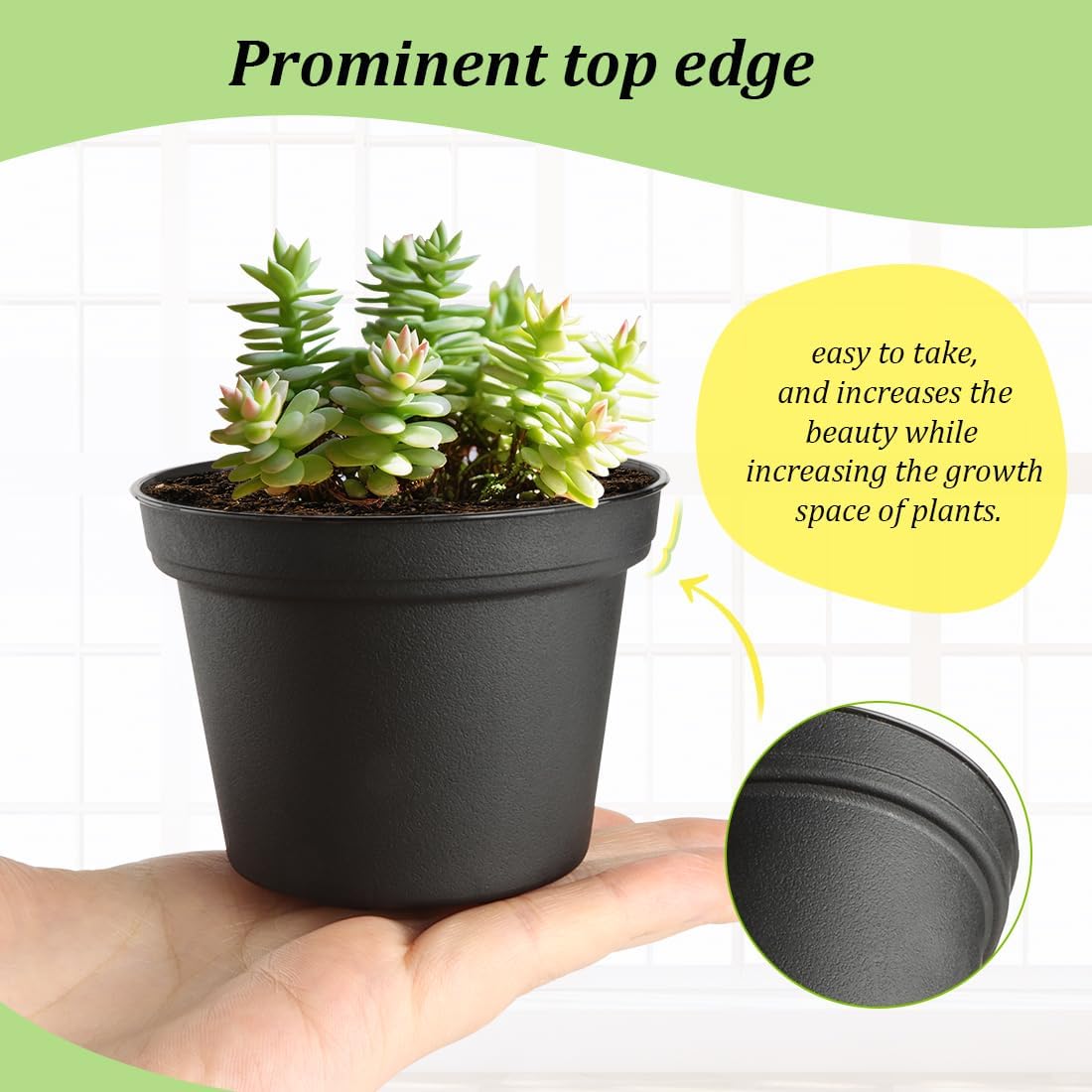 60 Pack 3 Inch Black Nursery Pots - Plastic Seedling, Seed Starter, Germination Pots with Drainage for Plants, Succulents, Flowers, Transplanting Gardening Gifts