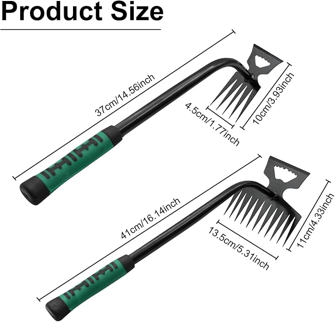 2 Pack Uprooting Weed Pulling Tools,Garden Hand Weeder Tools, Manual Multifunctional Weeders Gardening Tools for Yard and Garden(5Tines+6Tines)