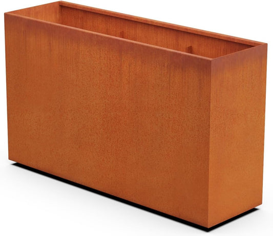 Large Rectangular Planters for Outdoor Plants - 60x18x36 Inch Corten Steel Planter, Extra Large Outdoor Planter Box for Patio, Garden & Privacy Screen