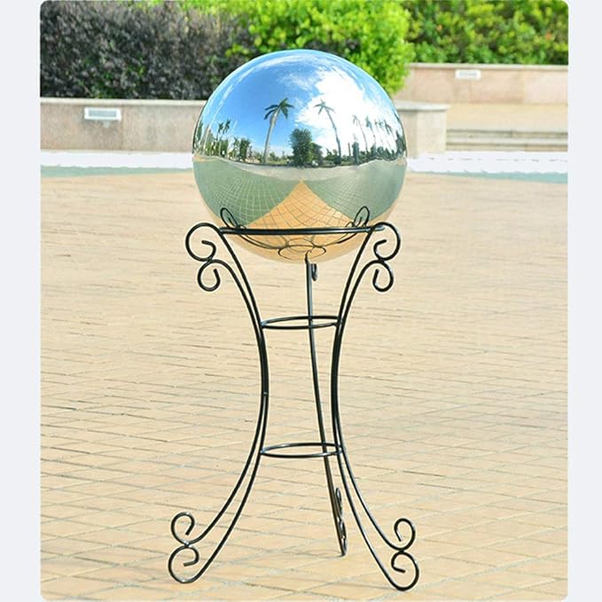 8 inch Gazing Globe Mirror Ball,Polished Reflective Smooth Garden Ball Sphere,Colorful and Shiny Addition to Any Garden or Home Decoration,Silver Stainless Steel