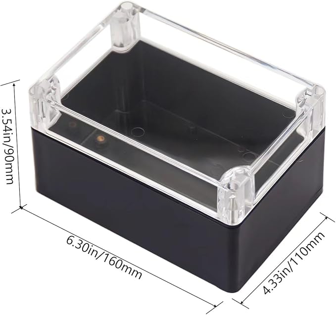 Project Box IP65 Waterproof Junction Box ABS Plastic Black Electrical Boxes DIY Electronic Project Case Power Enclosure Clear Cover 6.3"x4.33"x3.54"