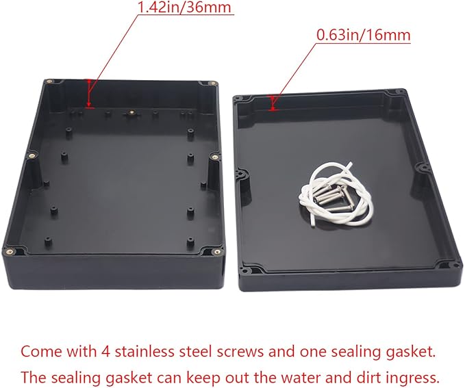 Project Box IP65 Waterproof Junction Box ABS Plastic Black Electrical Boxes DIY Electronic Project Case Power Enclosure 10.35x7.17x2.36 inch (263x182x60 mm)