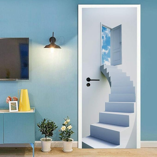 3D Door Stickers Murals - Peel & Stick - Stairs & Wall - Self-Adhesive Decals - Removable PVC Waterproof Door Poster - Bedroom & Living Room Decoration - 35.4" x 78.7"
