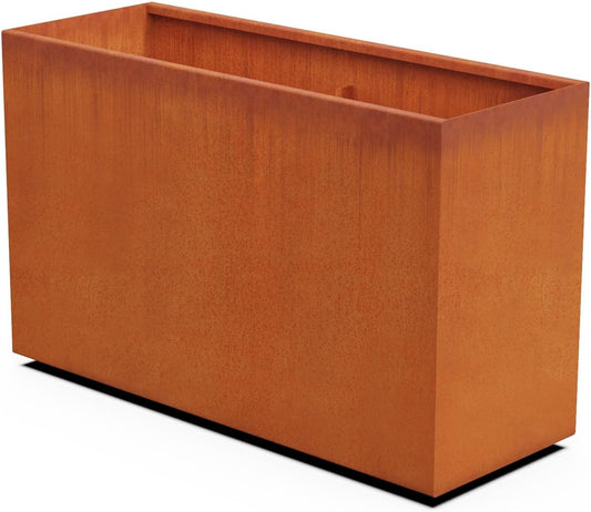 Large Planters for Outdoor Plants - 48x18x30 Corten Steel Rectangular Planter Box | Extra Large Outdoor Planters for Modern Patio, Deck & Privacy Screen