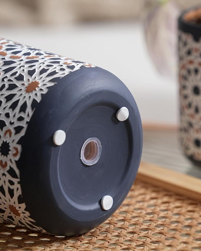 2 Pack Ceramic Flower Pots for Indoor Plants, 5 Inch Boho Plant Pot with Drainage Holes,Modern Planter for Decorative Succulents/Snake Plant/Orchid/Peace Lily/House Plants(Blue)