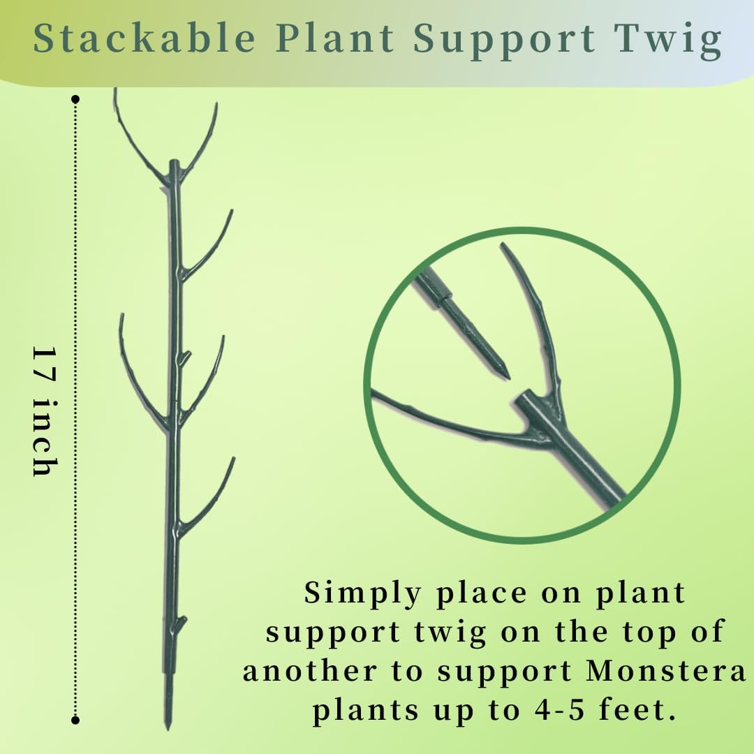 5 Pack Stackable Monstera Plant Support Stakes, 38inch Climbing Garden Plant Support Sticks Structures for Indoor Outdoor Plants Alternative to Moss Pole