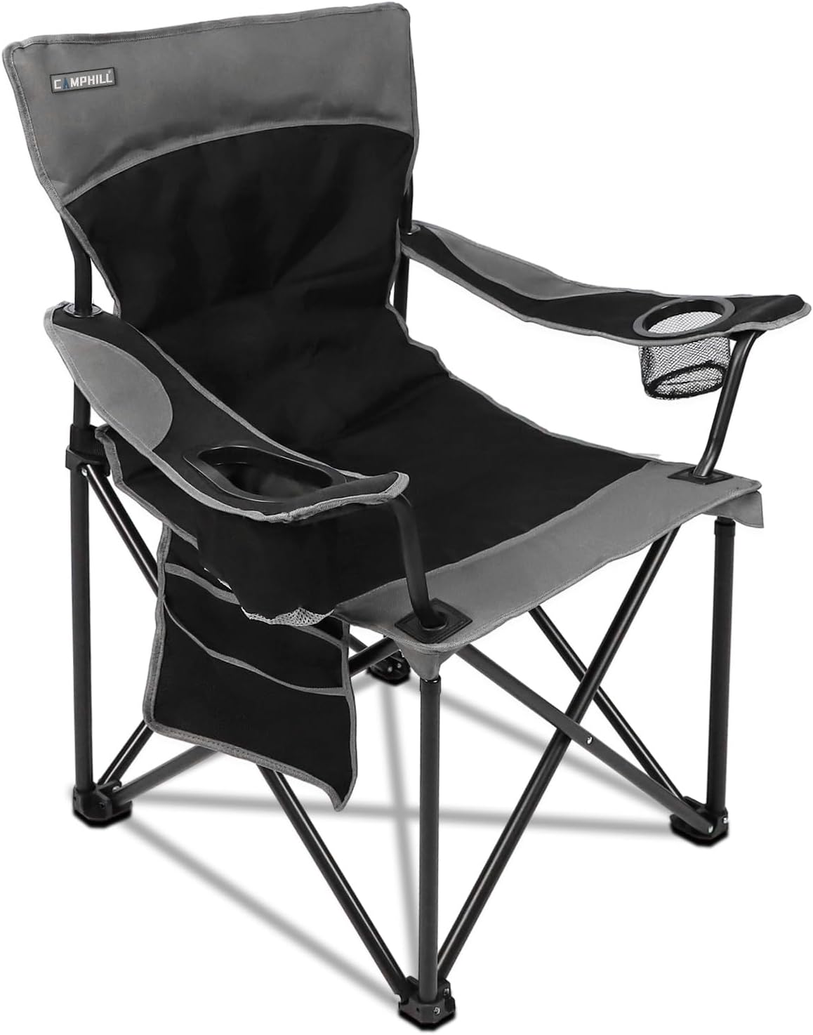 CAMPHILL Oversized Portable Camping Chairs, Collapsible Outdoor Chairs with Pocket and Cup Holders, Carry Bag for Camping,Tailgates,Beach,and Sports