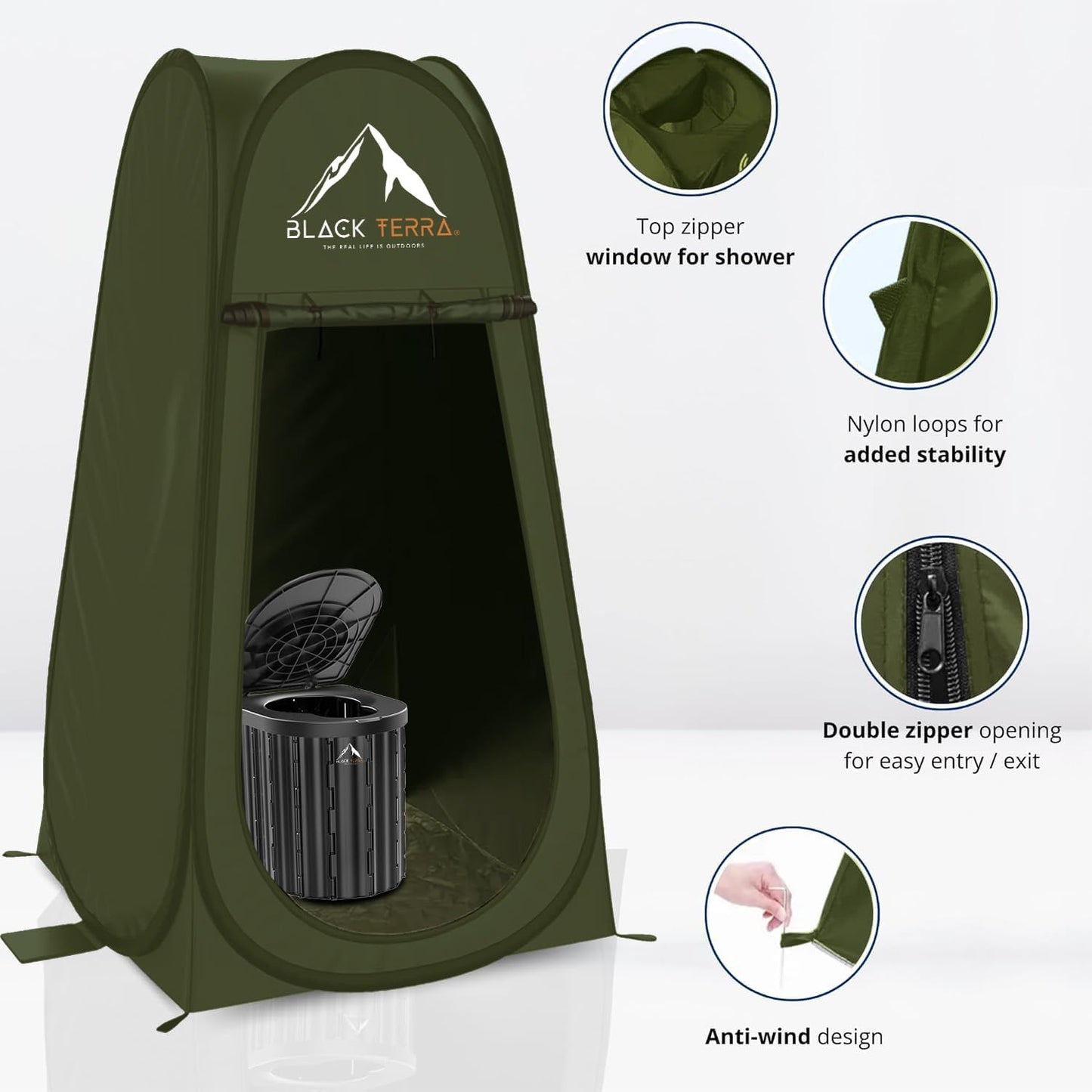 BlackTerra Portable Toilet for Adults - Portable Toilet for Camping Privacy Outdoor Bathroom Tent XL Portable Toilet Set for Adults
