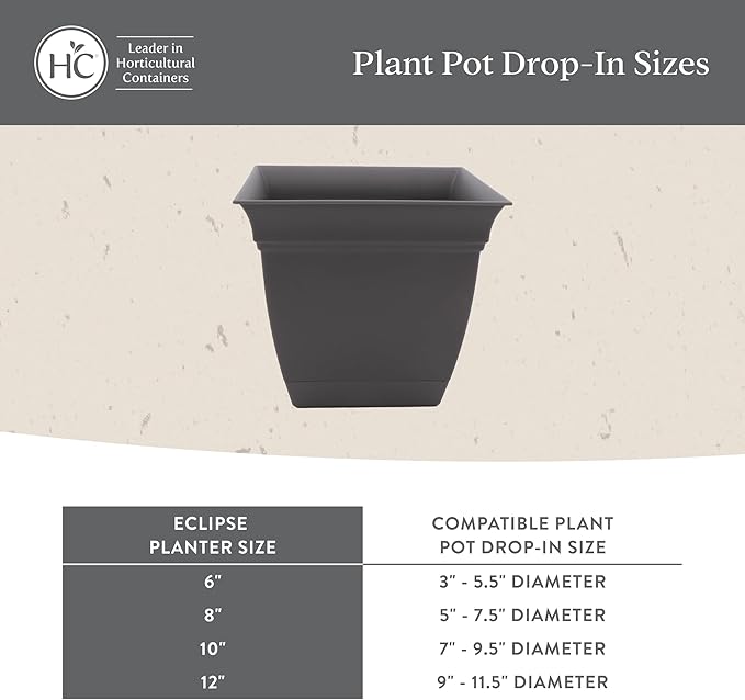 The HC Companies 10 Inch Eclipse Square Planter with Saucer – Indoor Outdoor Plant Pot for Flowers Vegetables Herbs, Teal