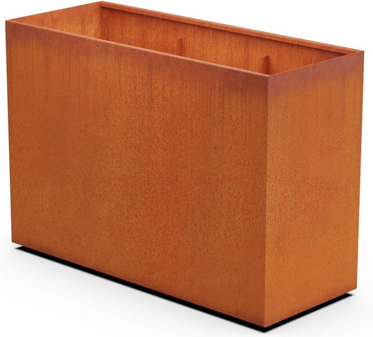 Large Rectangular Planters for Outdoor Plants – 60x24x42 Corten Steel Planter Box for Privacy Screen & Patio | Extra Large Outdoor Planters, Modern Metal Planter