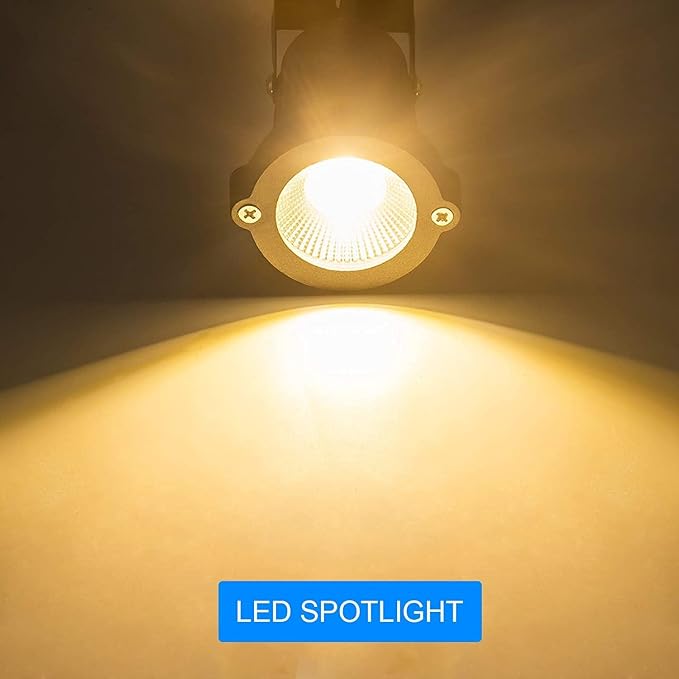 4 Pack 10W LED Spot Lights Indoor Uplight, Security Floor Spotlight,Ceiling Spotlight,120V Landscape Lights, Home,Garden,Yard with US 2-Plug Warm White