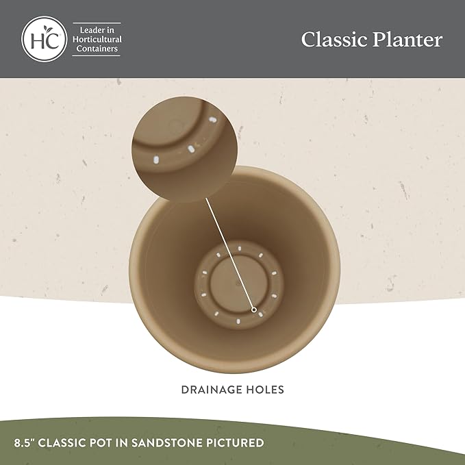 The HC Companies 17 inch Round Classic Planter - Plastic Plant Pot for Indoor Outdoor Plants Flowers Herbs, Chocolate (2 Pack)
