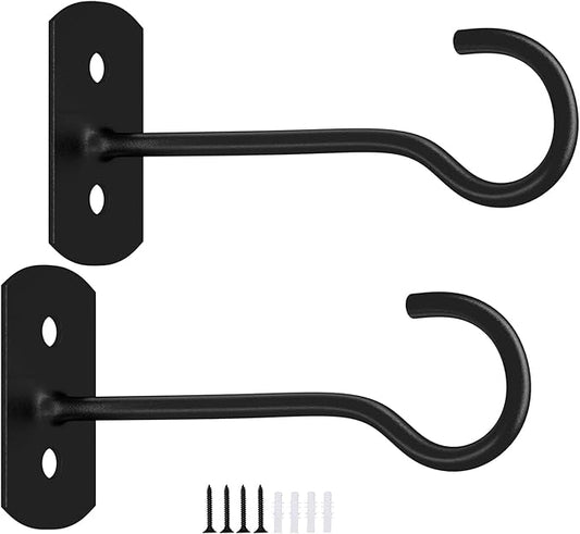 6in Hanging Plant Hooks,2Pack Ceiling Hooks for Plants,Lights,Planters,Lanterns,Hanging Bird Feeders,Wind Chimes,Indoor&Outdoor Decoration Wall Hooks Black