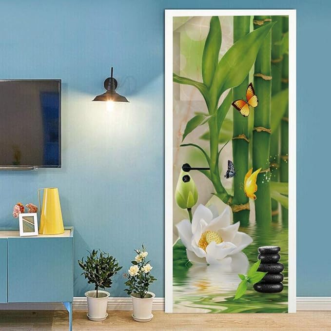 3D Peel and Stick Wall Murals - Bamboo - Removable PVC Waterproof Door Poster for Bedroom Living Room 35.4" x 78.7