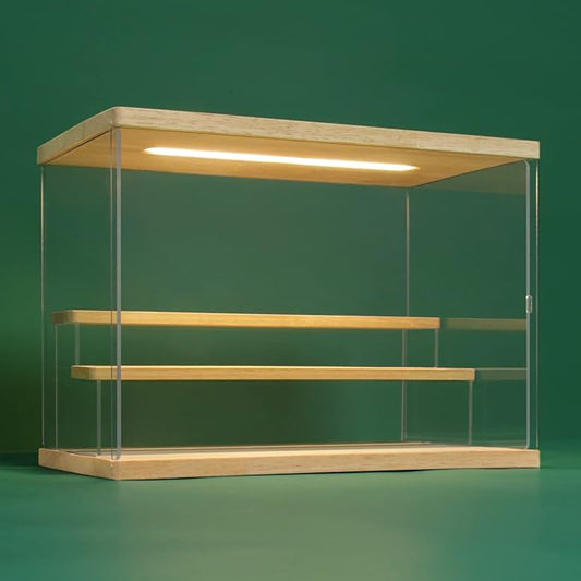 NONEMEY Clear Acrylic Display Case Stand with Led Light 2/3/4/5/6 Tier Storage Box Showcase Dustproof Organizer Box for Collectibles (3Tier 12.4*7*9inch)