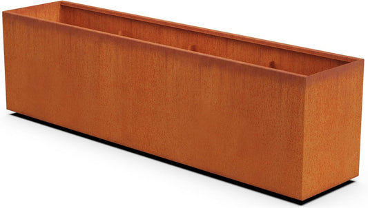 Large Rectangular Planters for Outdoor Plants | Extra Large 84x18x24 Corten Steel Planter Box for Patios and Gardens | Heavy Duty Metal Planter