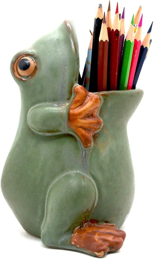 7" Ceramic Frog Shaped Plant Pot/Bonsai Pot/Flower Pot/Succulent Planter/Candy Dish/Pencil Holder Frog Decor Multipurpose Pot