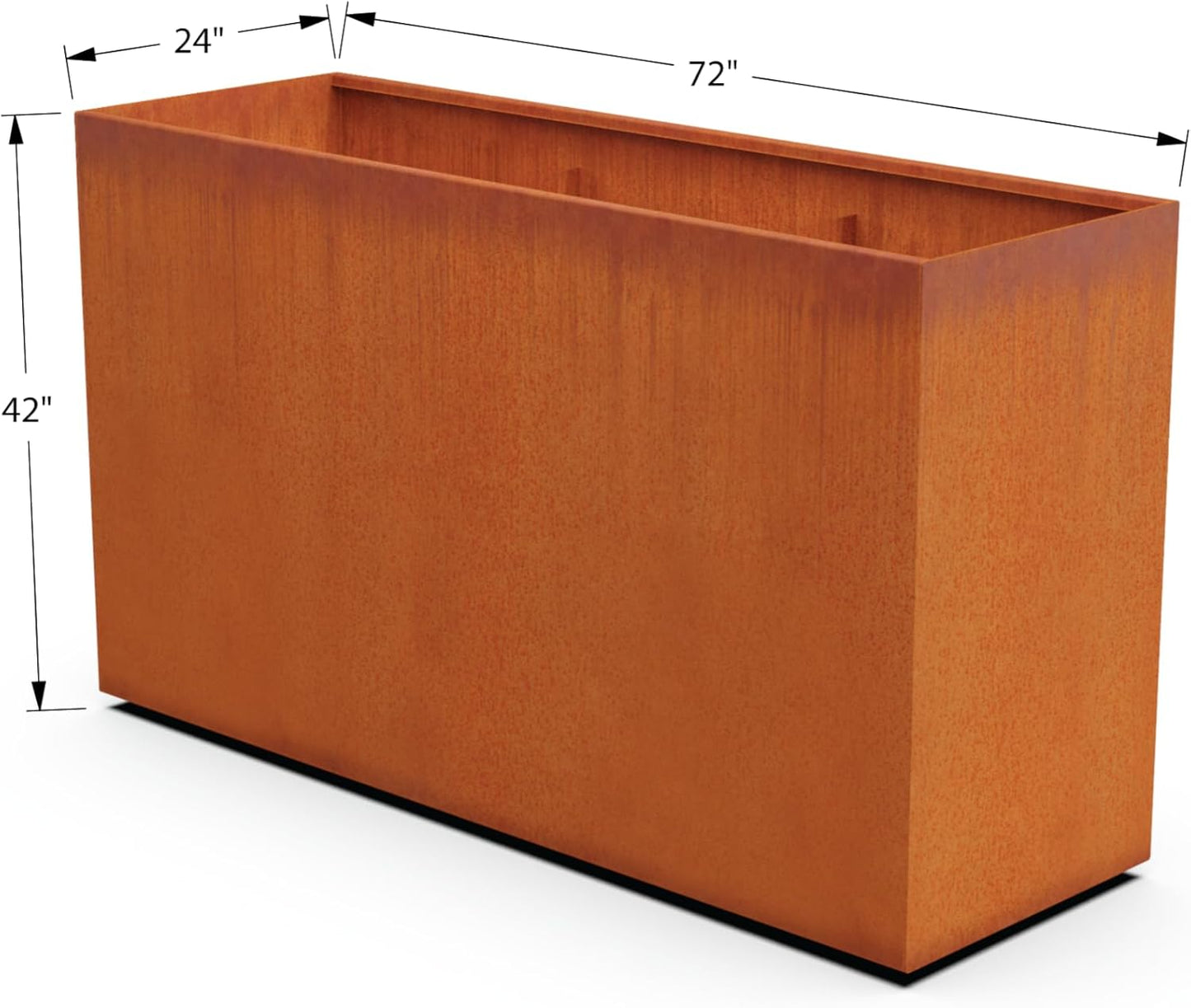 Extra Large Planters Outdoor - 72x24x42 Corten Steel Planter for Privacy Screens & Patios | Large Rectangular Planters for Outdoor Plants, Heavy Duty Metal Box