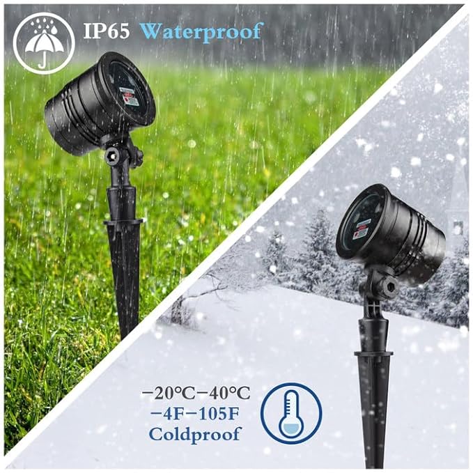 Christmas Projector Lights Outdoor, Waterproof Christmas Laser Lights Landscape Spotlight Decorative Stage Lights with Red and Green Xmas Patterns for Party Garden Patio Wall Ceiling Floor