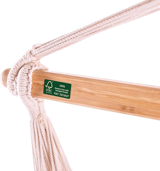 LA SIESTA® - Large Comfort Habana Cotton Hammock Chair & CasaMount - Hanging Chair w/Suspension Kit for Walls Ceilings & Square Beams - Indoor Outdoor Swing Hanging Chair Bedroom Balcony - Latte