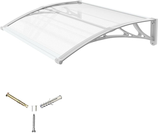 Awning for Door Entrance,32x40 inches Window Awnings for Doors Canopy Polycarbonate Cover Patio Door Awning UV Rain Snow Sunlight Protection Hollow Shee