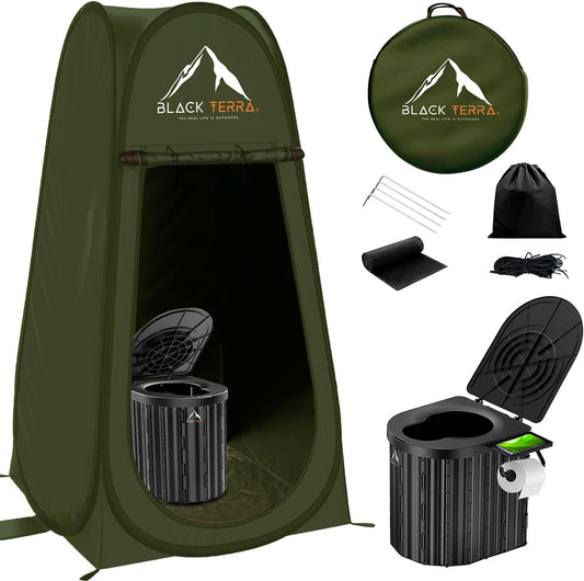 BlackTerra Portable Toilet for Adults - Portable Toilet for Camping Privacy Outdoor Bathroom Tent XL Portable Toilet Set for Adults