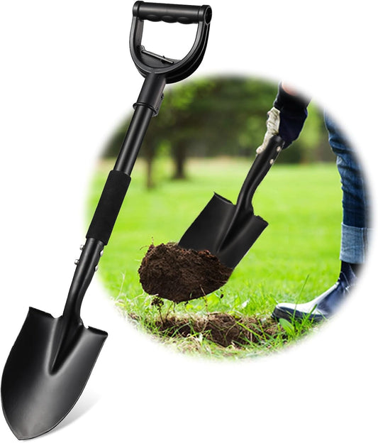 COCONUT 31 Inch Small Garden Shovel, Lightweight Metal Shovel with Black, Padded, Ergonomic D-Grip Handle for Digging, Planting, Camping, Kids, Beach, Garden