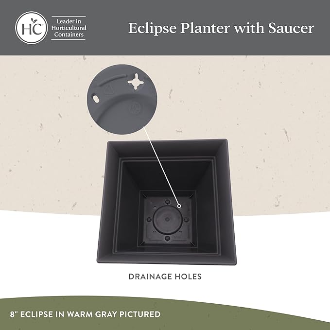 The HC Companies 10 Inch Eclipse Square Planter with Saucer – Indoor Outdoor Plant Pot for Flowers Vegetables Herbs, Teal