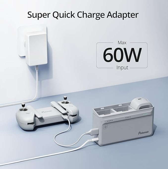 Potensic Parallel Charging Hub and Super Quick Charge Adapter Pack of 1, Battery not Included