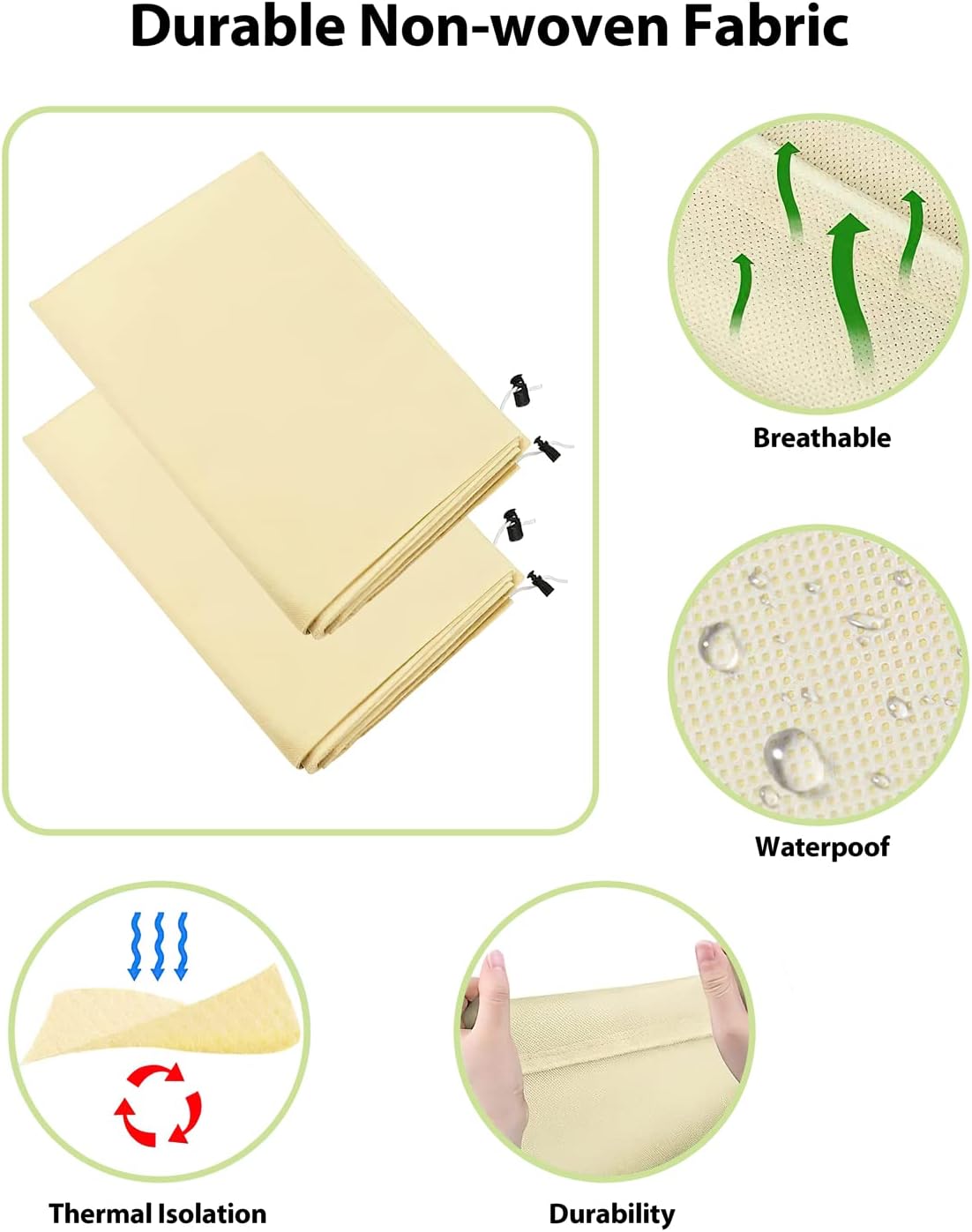 Plant Cover, 3 oz/yd² 47"x72" 3 Packs with Zipper Drawstring Thicken Large Frost Cloth Blankets Freeze Protection for Trees Reusable for Potted Winter