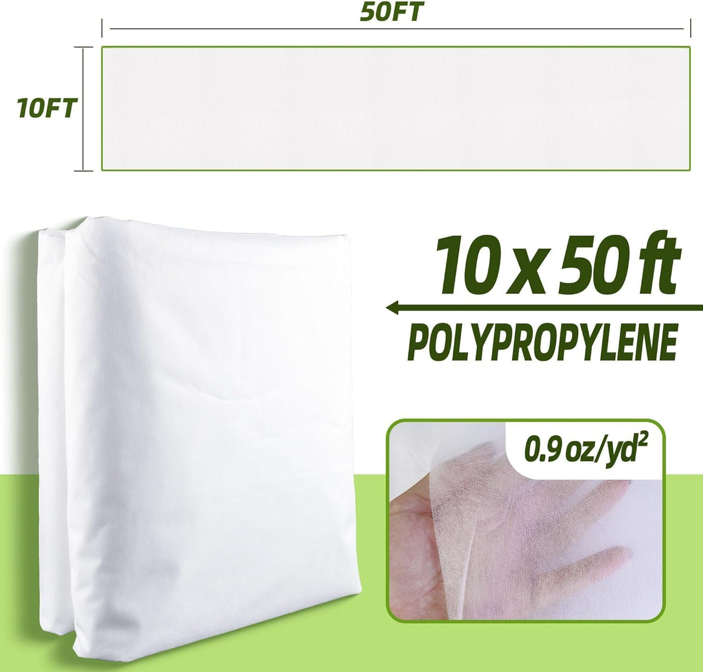 3pack 10x50ft Plant Covers Freeze Protection- Frost Cloth Blanket Floating Row Cover for Winter 0.9 oz/yd