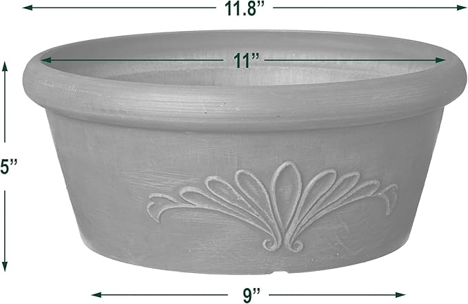 Arcadia Garden Products PSW Pot TA30TP Collection Shallow Bulb Pan Planter Dish Low Bowl for Succulents, Bonsai, Fairy Gardens, Herbs, 12-inch, Taupe