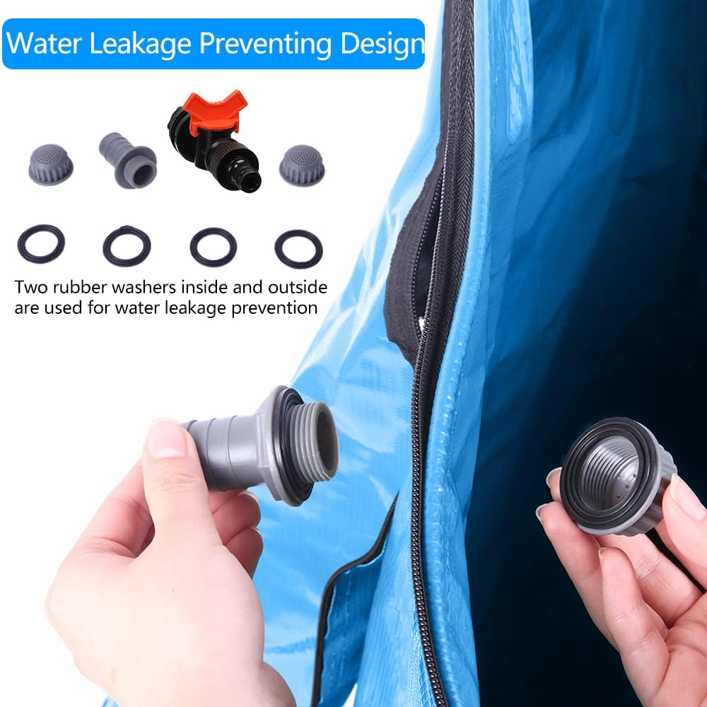 Collapsible Rain Barrel, 50 Gallon Portable Rainwater Collection System, Rain Catcher Barrel, Water Storage Tank with Spigots and Overflow Kit, Rain Water Barrel Collector for Garden, Blue