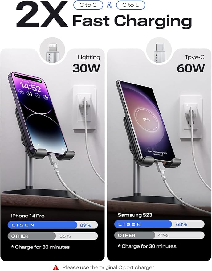 USB C Wall Charger Block, 30W GaN PD Fast Charger, USB-C Charger Adapter with USB C to Lighting for iPhone 14/13/12 Pro Max and USB C to USB C Cable for iPad Pro