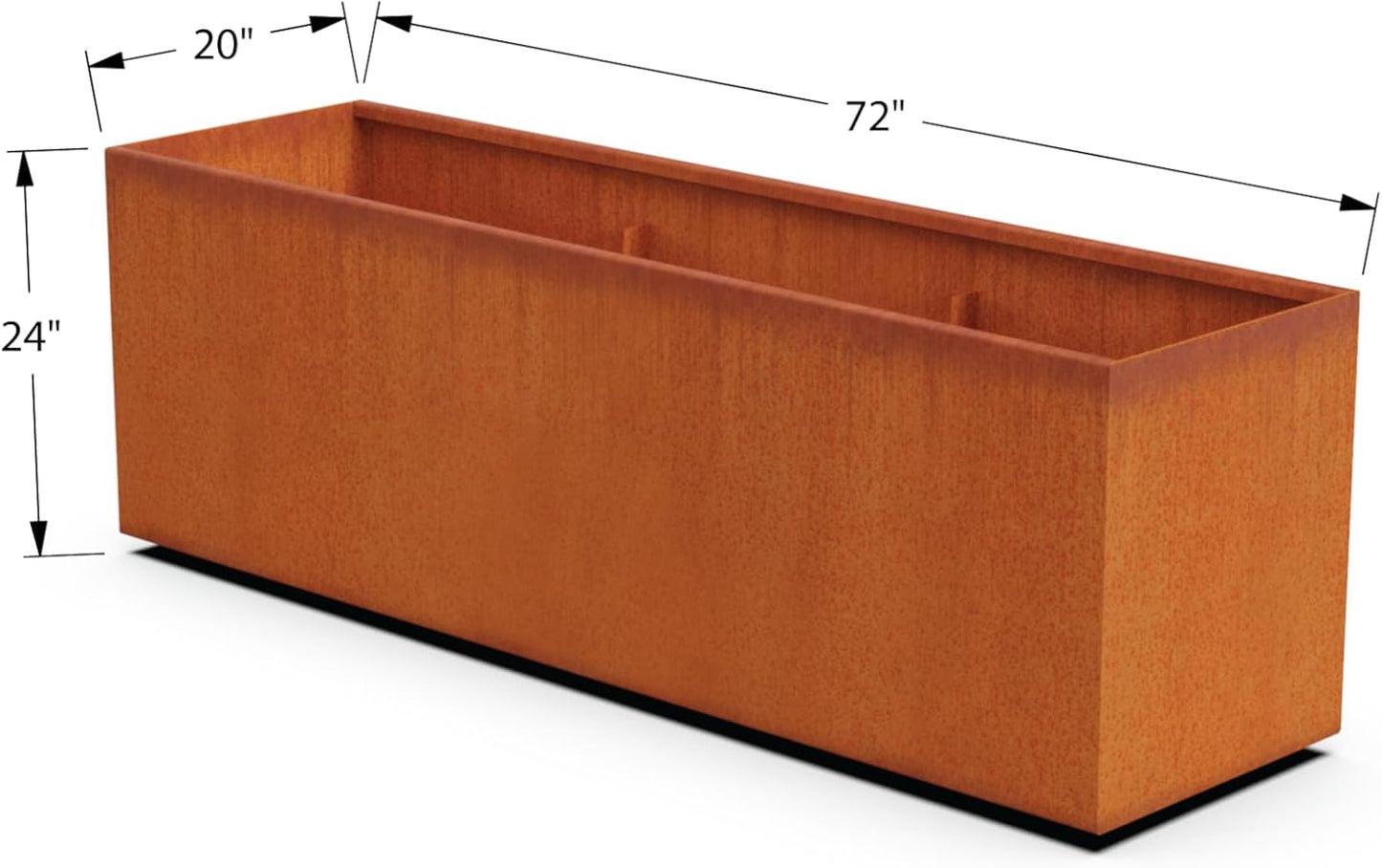 Large Rectangular Planters for Outdoor Plants | 72 Inch Corten Steel Planter & Extra Large Outdoor Planter Box | Metal Raised Garden Bed for Patios, Privacy Screens & Modern Landscapes