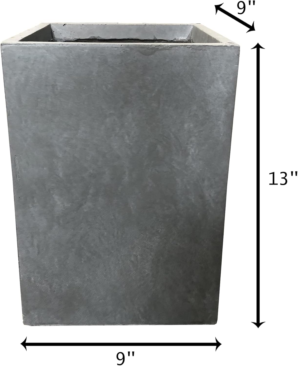 Kante 12.6" H Tall Rectangular Concrete Planters, Outdoor Indoor Lightweight Plant Pots with Drainage Hole and Rubber Plug, Modern Style for Home Garden Patio, Slate Gray