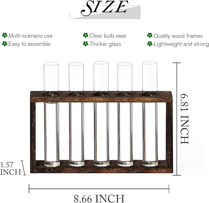 XXXFLOWER Wall Hanging Terrarium Planter with 5 Test Tubes,Wall Planters for Indoor Plants,Plant Lover Gifts for Women Garden Office Decoration
