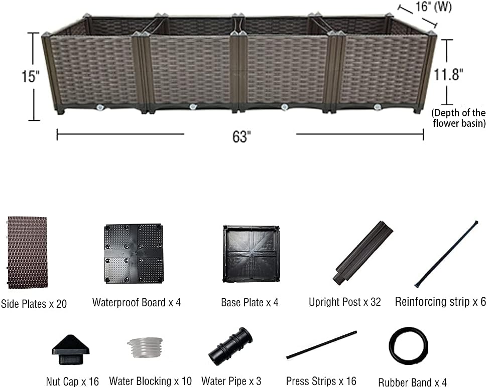 Large Planters for Outdoor Plants Raised Garden Bed Elevated Rectangular Garden Box Kits for Gardening, Vegetables, Flowers and Herbs in Backyard Patio Balcony
